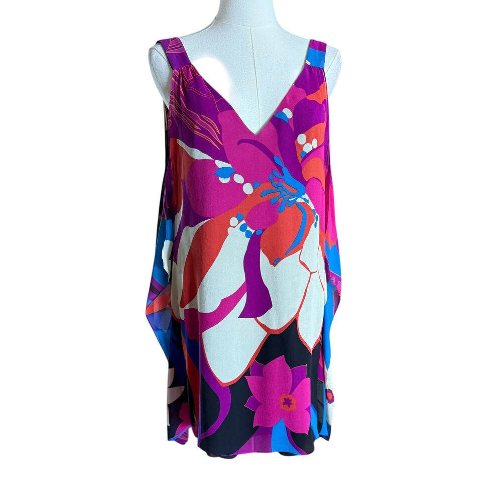Tibi New York 100% Silk Sleeveless Blouse Colorful Abstract Floral Print Size 8